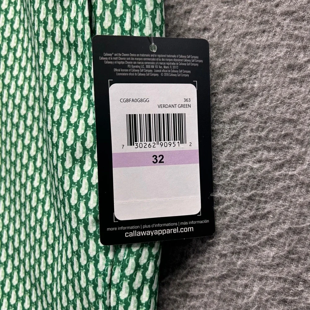 Callaway Mens Golf Shorts 32 Verdant Green Golf Bag Print Opti-Dri CGBFA0G8GG